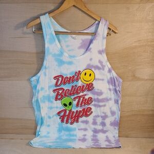 Dont Believe The Hype Alien Smiley Face Tie Dye Tank Top